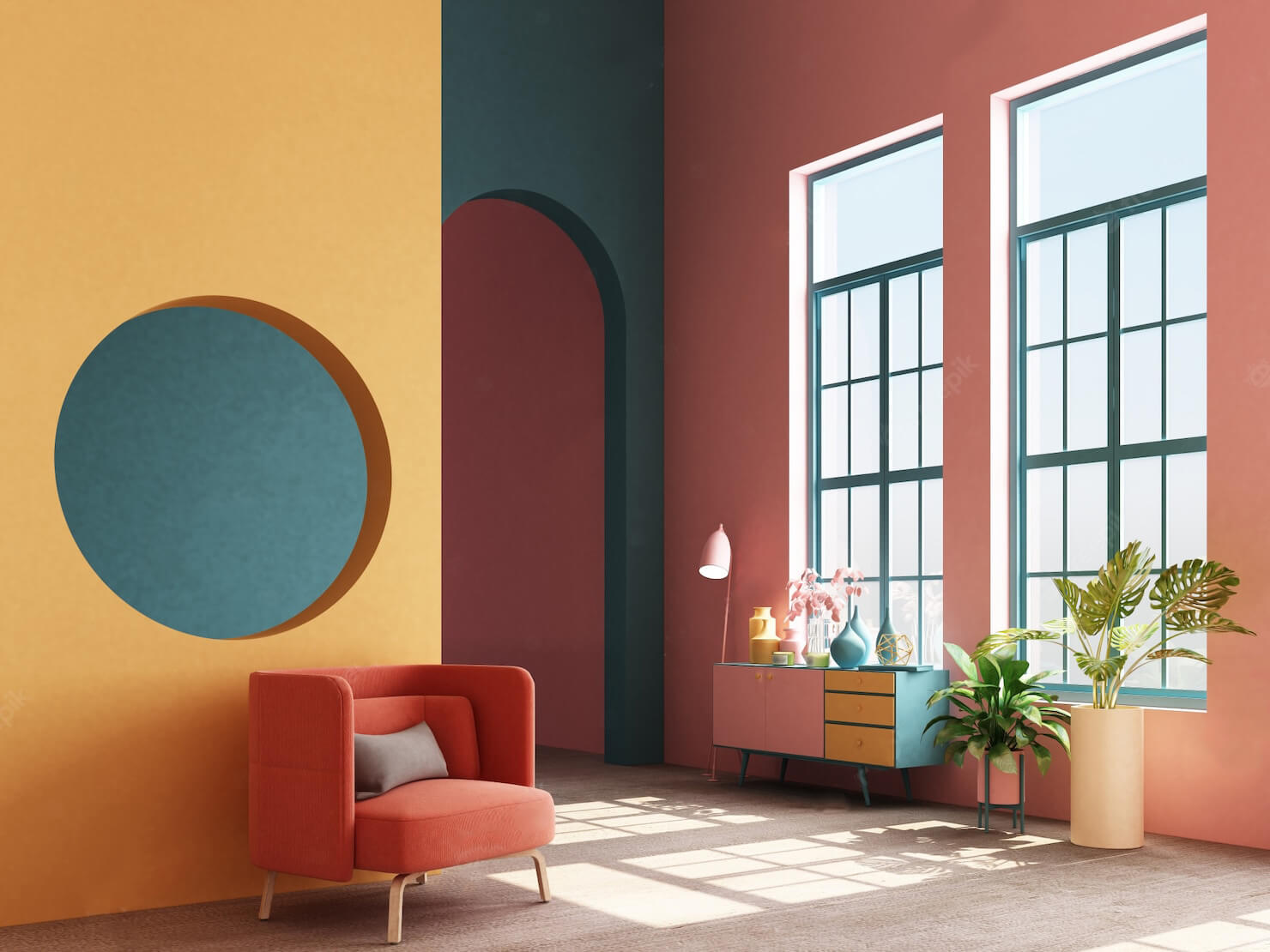 interior-concept-memphis-design-colorful-armchair-with-console-prop-3d-render_156429-415